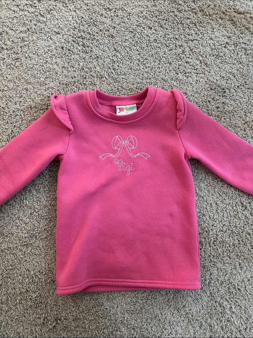 Gigi embroidered Pink Girls' Sweatshirt with Bow